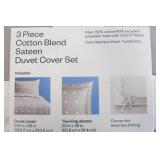 3 Piece Cotton Blend Sateen King Duvet Cover Set