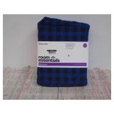 Queen Microfiber Sheet Set Blue/Black Gingham - Room Essentials