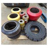 Lot of New / Old Stock Forklift Tires & Wheels - various styles & sizes
