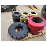 Lot of New / Old Stock Forklift Tires & Wheels - various styles & sizes
