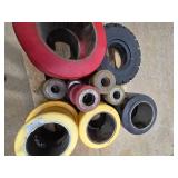 Lot of New / Old Stock Forklift Tires & Wheels - various styles & sizes