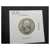 1934 Silver Washington Quarter