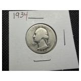 1934 Silver Washington Quarter