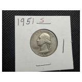 1951 S Silver Washington Quarter