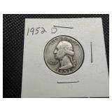 1952 D Silver Washington Quarter