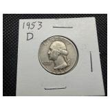 1953 D Silver Washington Quarter
