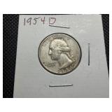 1954 D Silver Washington Quarter