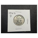 1962 D Silver Washington Quarter