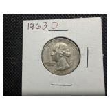 1963 D Silver Washington Quarter