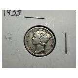 1935 Silver Mercury Dime