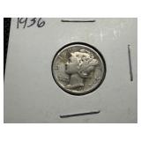 1936 Silver Mercury Dime