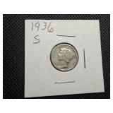1936 S Silver Mercury Dime