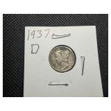 1937 D Silver Mercury Dime