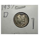 1937 D Silver Mercury Dime