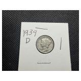 1939 D Silver Mercury Dime