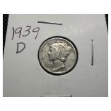 1939 D Silver Mercury Dime