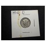 1940 D Silver Mercury Dime