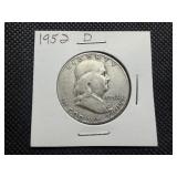 1952 D Franklin Silver Half Dollar