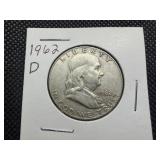 1962 D Franklin Silver Half Dollar
