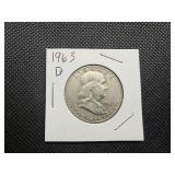 1963 D Franklin Silver Half Dollar