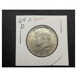 1964 D Kennedy Silver Half Dollar