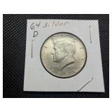 1964 D Kennedy Silver Half Dollar