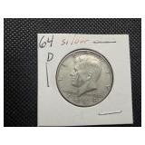 1964 D Kennedy Silver Half Dollar