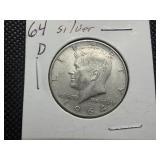 1964 D Kennedy Silver Half Dollar