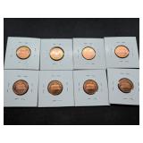 Eight Lincoln Pennies From the 1980's Marked BU/Proof When Purchased