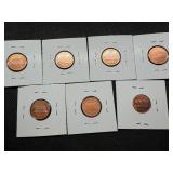 Seven Lincoln Memorial Pennies from the 90's and 00's Marked BU/Proof When Purchased