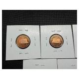 Seven Lincoln Memorial Pennies from the 90's and 00's Marked BU/Proof When Purchased