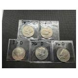 Five Bicentennial 1976 D Kennedy Half Dollars