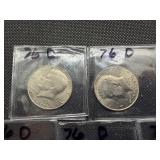 Five Bicentennial 1976 D Kennedy Half Dollars
