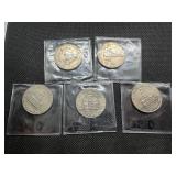 Five Bicentennial 1976 D Kennedy Half Dollars