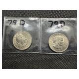 Three 1979 D Susan B Anthony Dollars