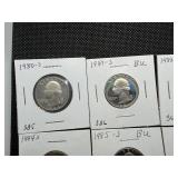 1980 S -1987 S Washington Quarters Some Marked BU (8 Coins)