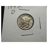 1942 D Silver Mercury Dime