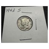 1943 S Silver Mercury Dime