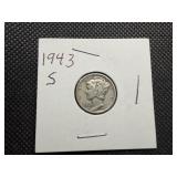 1943 S Silver Mercury Dime