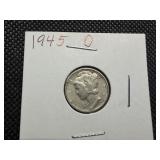 1945 D Silver Mercury Dime