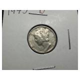 1945 D Silver Mercury Dime