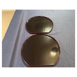 Decorative Half Moon Black Lacquer Trays 14 1/2' x 13'