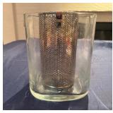 Orrefors Sweden Crystal Wine Chiller with Stainless Steel Insert.  Helena Model 7' x 7' x 8'T