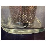 Orrefors Sweden Crystal Wine Chiller with Stainless Steel Insert.  Helena Model 7' x 7' x 8'T