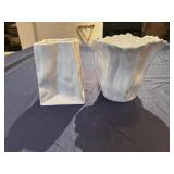 Italian Crinkle Paper Bag Vase and Decorative White Ceramic Vase
