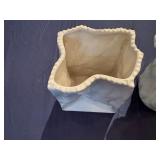 Italian Crinkle Paper Bag Vase and Decorative White Ceramic Vase