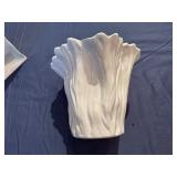 Italian Crinkle Paper Bag Vase and Decorative White Ceramic Vase
