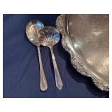 Silver Plated Serving Tray (19') with 4 Serving Utensils