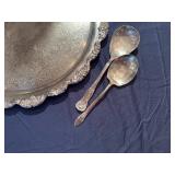 Silver Plated Serving Tray (19') with 4 Serving Utensils