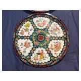 Vintage Daher Decorated Tin Serving Trays Featuring a Colorful Chinoise Inspired Design 16.5'